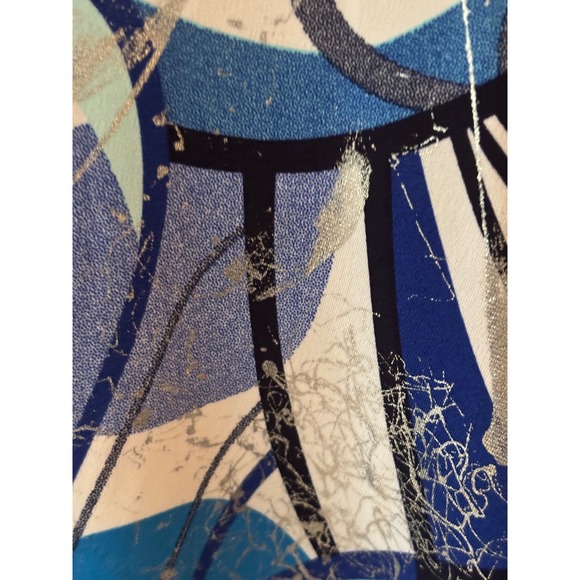 ALIA Women Blue White Abstract Print Long Sleeve Tunic Top Size 2X‎ - Picture 2 of 4